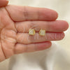 Oro Laminado Stud Earring, Gold Filled Style with White Micro Pave, Polished, Golden Finish, 02.344.0011.2
