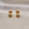 Oro Laminado Stud Earring, Gold Filled Style with White Micro Pave, Polished, Golden Finish, 02.344.0011.2