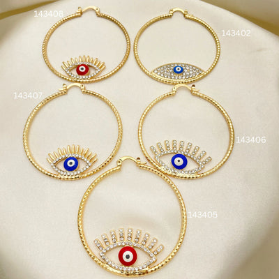 Gold Filled Hoop Earrings — 25 Assorted Design Lucky Hoops In $4.00 each for wholesale, main product view