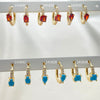 30 Assorted Red And Turquoise ZIrconia Huggie Hoops in Oro Laminado Gold Filled ($3.33 each) for $100 Gold Layered