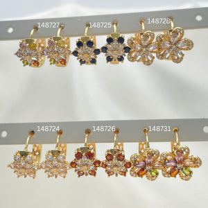 Gold Filled Hoop Earrings — 30 Assorted Colors ZIrconia Huggie Hoops in $3.33 — main product view — SKU 152722 | Oro Laminado aretes de aro — 30 Assorted Colors ZIrconia Huggie Hoops in $3.33 — SKU 152722