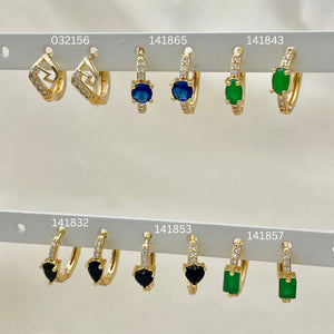 Gold Filled Hoop Earrings — 30 Assorted Colors ZIrconia Huggie Hoops in $3.33 — main product view — SKU 152724 | Oro Laminado aretes de aro — 30 Assorted Colors ZIrconia Huggie Hoops in $3.33 — SKU 152724