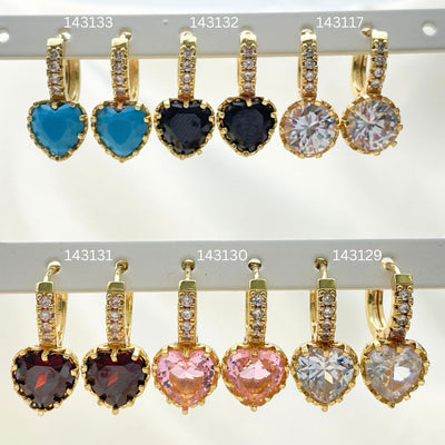 Gold Filled Hoop Earrings — 30 Assorted Colors ZIrconia Huggie Hoops in $3.33 for wholesale, main product view