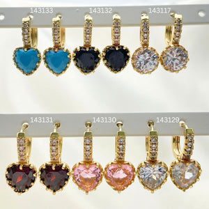 Gold Filled Hoop Earrings — 30 Assorted Colors ZIrconia Huggie Hoops in $3.33 — main product view — SKU 152725 | Oro Laminado aretes de aro — 30 Assorted Colors ZIrconia Huggie Hoops in $3.33 — SKU 152725