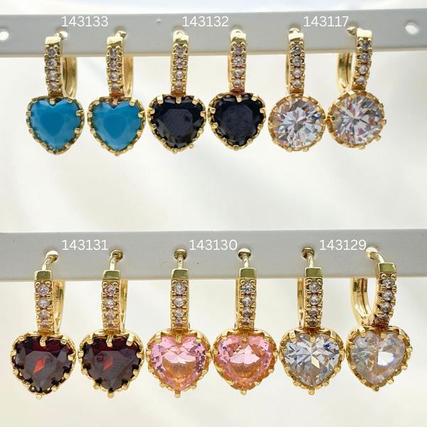 Gold Filled Hoop Earrings — 30 Assorted Colors ZIrconia Huggie Hoops in $3.33 — main product view — SKU 152725 | Oro Laminado aretes de aro — 30 Assorted Colors ZIrconia Huggie Hoops in $3.33 — SKU 152725
