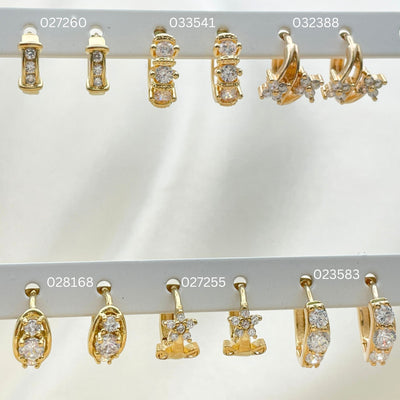 Gold Filled Hoop Earrings — 30 Assorted Dainty Huggie Hoops in $3.33 each for wholesale, main product view