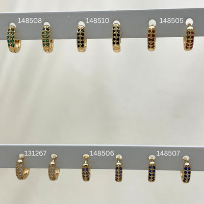Gold Filled Hoop Earrings — 30 Assorted Dainty Colorful Huggie Hoops in $3.33 for wholesale, main product view