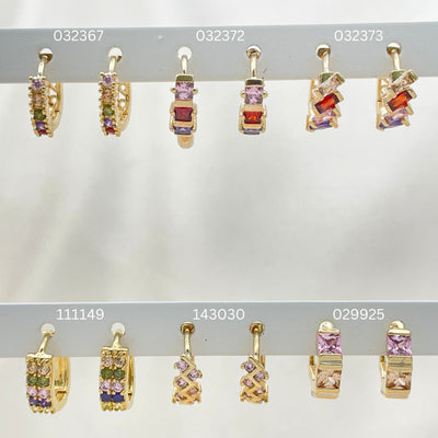 Gold Filled Hoop Earrings — 30 Assorted Multicolor Huggie Hoops in $3.33 each for wholesale, main product view