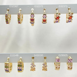 Gold Filled Hoop Earrings — 30 Assorted Multicolor Huggie Hoops in $3.33 each — main product view — SKU 152739 | Oro Laminado aretes de aro — 30 Assorted Multicolor Huggie Hoops in $3.33 each — SKU 152739