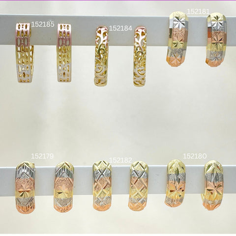 30 Assorted Tricolor Huggie Hoops in Oro Laminado Gold Filled ($3.33 each) for $100 Gold Layered