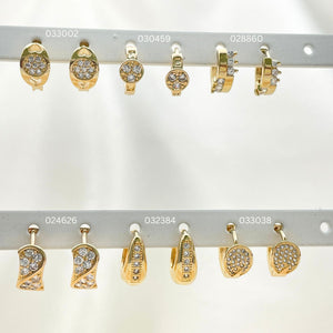 Gold Filled Hoop Earrings — 30 Assorted Dainty Huggie Hoops in $3.33 each — main product view — SKU 152748 | Oro Laminado aretes de aro — 30 Assorted Dainty Huggie Hoops in $3.33 each — SKU 152748