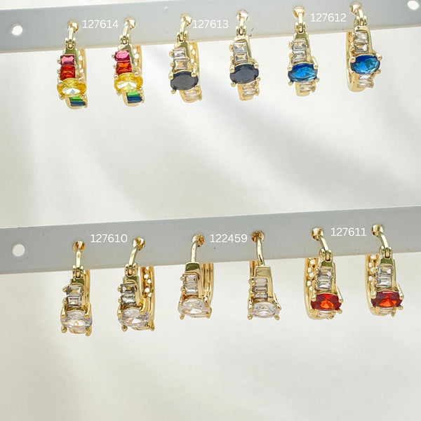 Gold Filled Hoop Earrings — 30 Assorted Huggie Hoops in $3.33 each for — main product view — SKU 152749 | Oro Laminado aretes de aro — 30 Assorted Huggie Hoops in $3.33 each for — SKU 152749