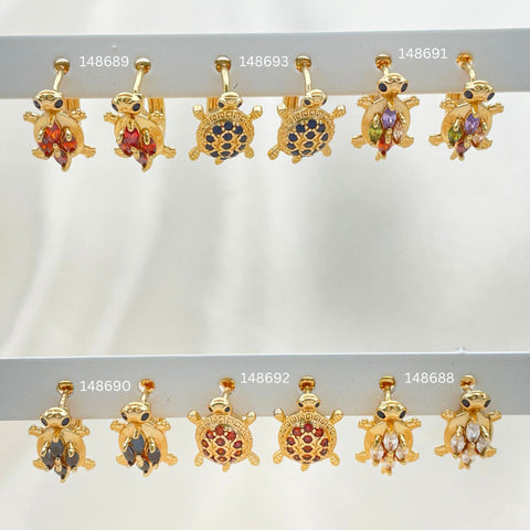 30 aros Tortuga Huggie surtidos en Oro Laminado Gold Filled ($3.33 cada uno) por $100 Gold Layered 
