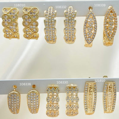 Gold Filled Hoop Earrings — 28 Assorted Large Huggie Hoops in $3.57 each for wholesale, main product view