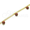 Oro Laminado Charm Anklet , Gold Filled Style Curb Design, with Brown Goldstone Venturina, Polished, Golden Finish, 03.63.2073.10 (04 MM Thickness, 10 Inches Length)