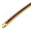 Oro Laminado Tennis Bracelet, Gold Filled Style Baguette Design, with Garnet and White Cubic Zirconia, Polished, Golden Finish, 03.341.0201.1.07 (11 MM Thickness, 7 Inches Length)