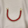 Oro Laminado Tennis Bracelet, Gold Filled Style Baguette Design, with Garnet and White Cubic Zirconia, Polished, Golden Finish, 03.341.0201.1.07 (11 MM Thickness, 7 Inches Length)