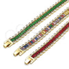 Gold Filled Bracelet — Tennis Bracelet Baguette Design with Garnet and White — alternate product view — SKU 152760 | Oro Laminado brazalete — Tennis Bracelet Baguette diseño with Garnet and blanco — SKU 152760