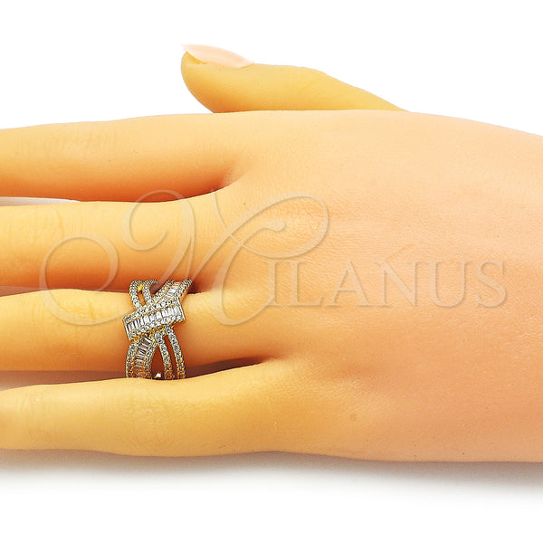 Gold Filled Ring — Multi Stone Ring Bow and Baguette Design with — alternate product view — SKU 152773 | Oro Laminado anillo — Multi Stone Ring Bow and Baguette diseño with — SKU 152773