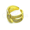 Oro Laminado Multi Stone Ring, Gold Filled Style Bow and Baguette Design, with White Cubic Zirconia and White Micro Pave, Polished, Golden Finish, 01.341.0099 (One size fits all)