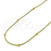 Oro Laminado Fancy Necklace, Gold Filled Style Ball and Rat Tail Design, Polished, Golden Finish, 04.213.0296.18 (01 MM Thickness, 18 Inches Length)