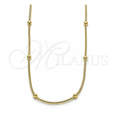 Oro Laminado Fancy Necklace, Gold Filled Style Ball and Rat Tail Design, Polished, Golden Finish, 04.213.0296.18 (01 MM Thickness, 18 Inches Length)