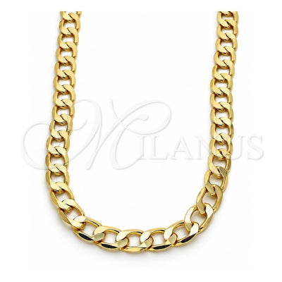 Oro Laminado Basic Necklace, Gold Filled Style Curb Design, Polished, Golden Finish, 04.213.0299.24 (09 MM Thickness, 24 Inches Length)