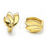 Oro Laminado Huggie Hoop, Gold Filled Style Leaf Design, Polished, Golden Finish, 02.213.0476.12