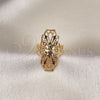 Oro Laminado Elegant Ring, Gold Filled Style Flower and Arrow Design, Diamond Cutting Finish, Golden Finish, 01.233.0032.09 (Size 9)