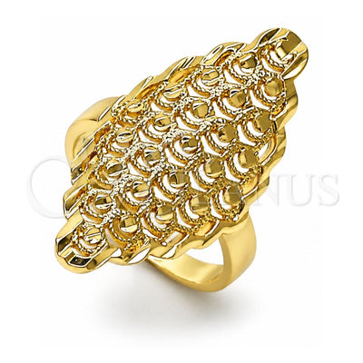 Oro Laminado Elegant Ring, Gold Filled Style Filigree Design, Diamond Cutting Finish, Golden Finish, 01.233.0033.08 (Size 8)