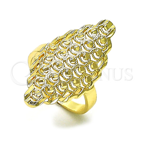 Oro Laminado Elegant Ring, Gold Filled Style Filigree Design, Diamond Cutting Finish, Golden Finish, 01.233.0033.08 (Size 8)
