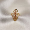 Oro Laminado Elegant Ring, Gold Filled Style Filigree Design, Diamond Cutting Finish, Golden Finish, 01.233.0034.08 (Size 8)
