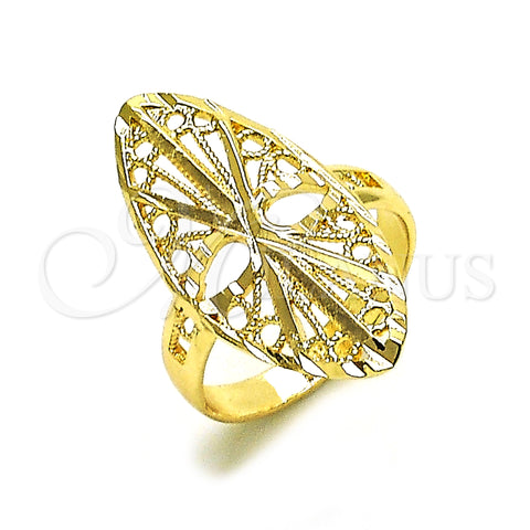Oro Laminado Elegant Ring, Gold Filled Style Filigree Design, Diamond Cutting Finish, Golden Finish, 01.233.0034.09 (Size 9)