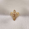 Oro Laminado Elegant Ring, Gold Filled Style Flower and Leaf Design, Diamond Cutting Finish, Golden Finish, 01.233.0035.09 (Size 9)