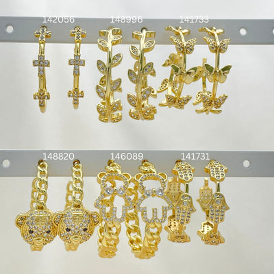 Gold Filled Hoop Earrings — 25 Assorted Half Hoops in $4.00 each for for wholesale, main product view