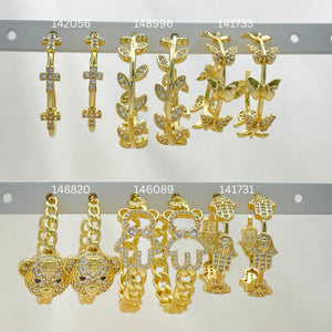 Gold Filled Hoop Earrings — 25 Assorted Half Hoops in $4.00 each for — main product view — SKU 152810 | Oro Laminado aretes de aro — 25 Assorted Half Hoops in $4.00 each for — SKU 152810
