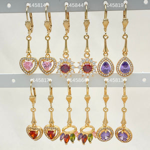 Gold Filled Ring — 28 Assorted Colorful Long Earrings in $3.57 each — main product view — SKU 152818 | Oro Laminado anillo — 28 Assorted Colorful Long Earrings in $3.57 each — SKU 152818