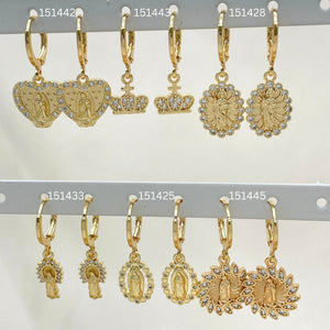 Gold Filled Hoop Earrings — 30 Assorted Charm Huggie Hoops in $3.33 each — main product view — SKU 152819 | Oro Laminado aretes de aro — 30 Assorted Charm Huggie Hoops in $3.33 each — SKU 152819