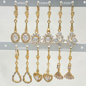 Gold Filled Ring — 30 Assorted Long Zirconia Earrings in $3.33 each — main product view — SKU 152821 | Oro Laminado anillo — 30 Assorted Long Zirconia Earrings in $3.33 each — SKU 152821