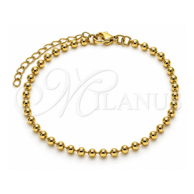 Oro Laminado Fancy Bracelet, Gold Filled Style Ball Design, Polished, Golden Finish, 04.341.0107.07 (03 MM Thickness, 7 Inches Length)
