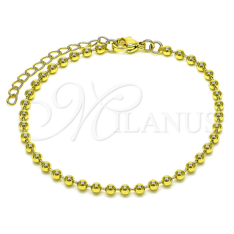 Oro Laminado Fancy Bracelet, Gold Filled Style Ball Design, Polished, Golden Finish, 04.341.0107.07 (03 MM Thickness, 7 Inches Length)