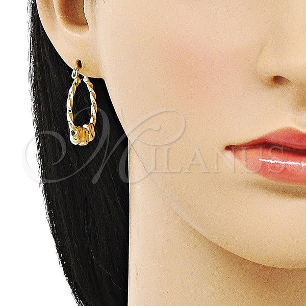 Gold Filled Hoop Earrings — Small Hoop Twist Design Polished 02. — alternate product view — SKU 152833 | Oro Laminado aretes de aro — Small Hoop Twist diseño pulido 02. — SKU 152833