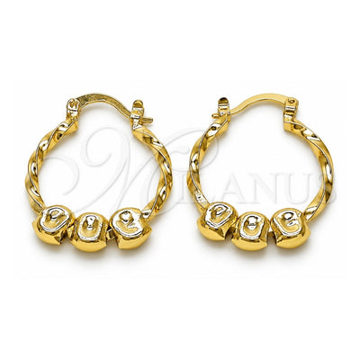 Oro Laminado Small Hoop, Gold Filled Style Twist Design, Polished, Golden Finish, 02.213.0487.25
