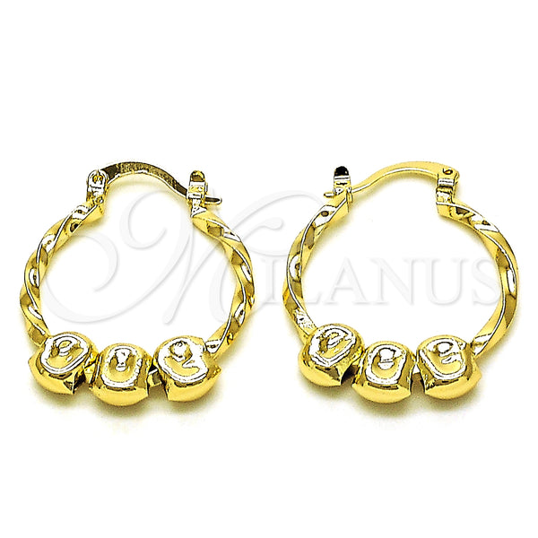 Gold Filled Hoop Earrings — Small Hoop Twist Design Polished 02. — main product view — SKU 152833 | Oro Laminado aretes de aro — Small Hoop Twist diseño pulido 02. — SKU 152833