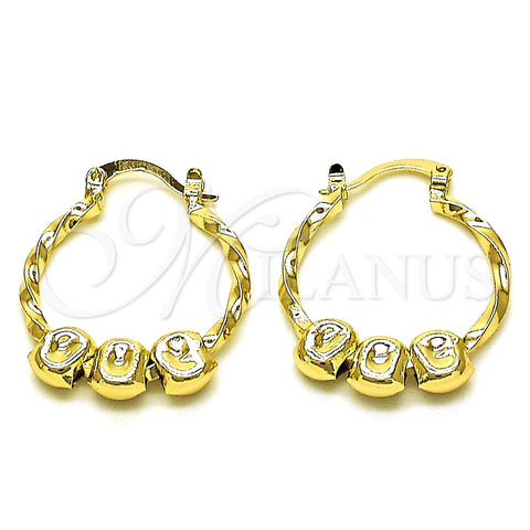 Oro Laminado Small Hoop, Gold Filled Style Twist Design, Polished, Golden Finish, 02.213.0487.25