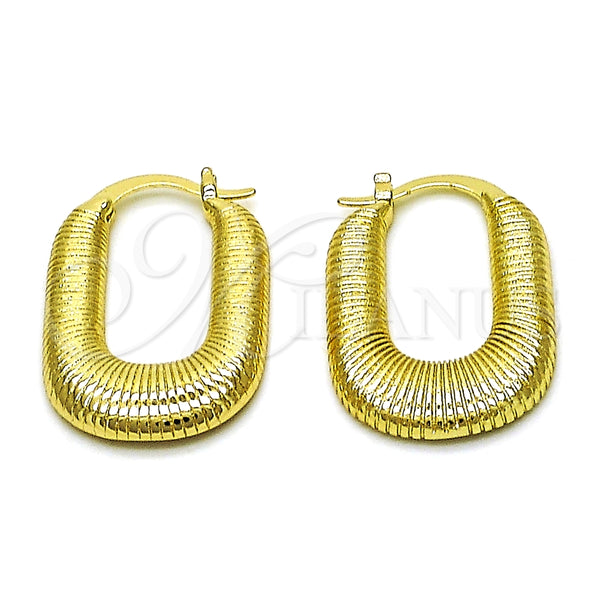 Oro Laminado Small Hoop, Gold Filled Style Chunky Design, Diamond Cutting Finish, Golden Finish, 02.213.0489.20