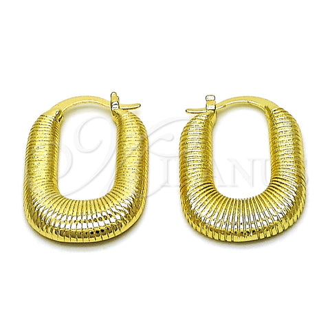 Oro Laminado Small Hoop, Gold Filled Style Chunky Design, Diamond Cutting Finish, Golden Finish, 02.213.0489.20