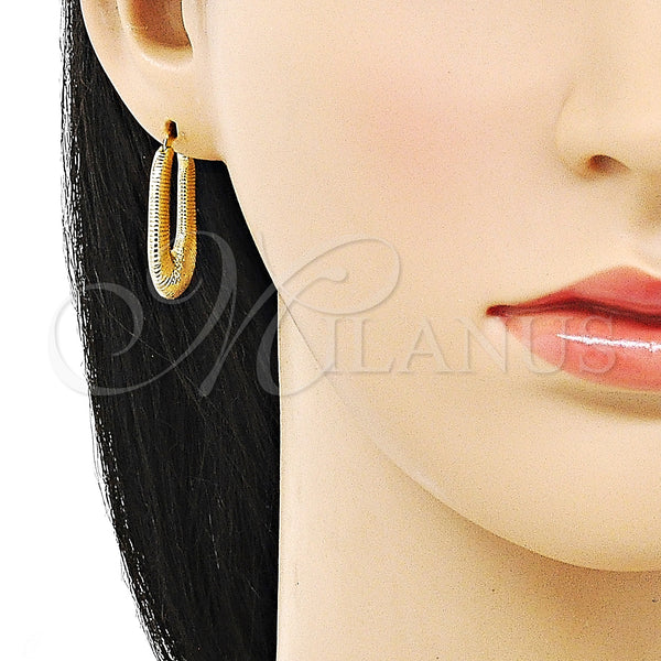 Gold Filled Hoop Earrings — Small Hoop Rat Tail Design Diamond Cutting 02. — alternate product view — SKU 152835 | Oro Laminado aretes de aro — Small Hoop Rat Tail diseño Diamond Cutting 02. — SKU 152835
