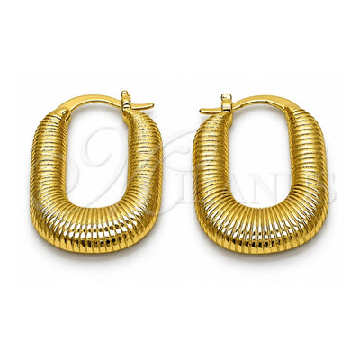 Oro Laminado Small Hoop, Gold Filled Style Rat Tail Design, Diamond Cutting Finish, Golden Finish, 02.213.0489.20