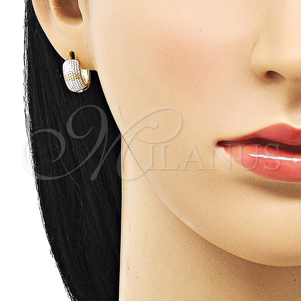 Gold Filled Hoop Earrings — Huggie Hoop Polished Tricolor 02. — alternate product view — SKU 152850 | Oro Laminado aretes de aro — Huggie Hoop pulido Tricolor 02. — SKU 152850